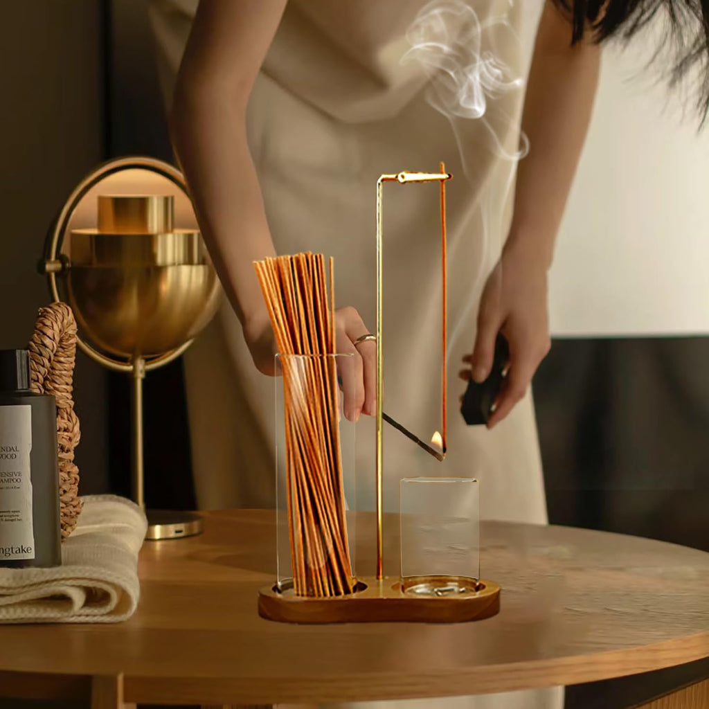 Wooden Base Incense Burner and Aromatic incense sticks🕯️