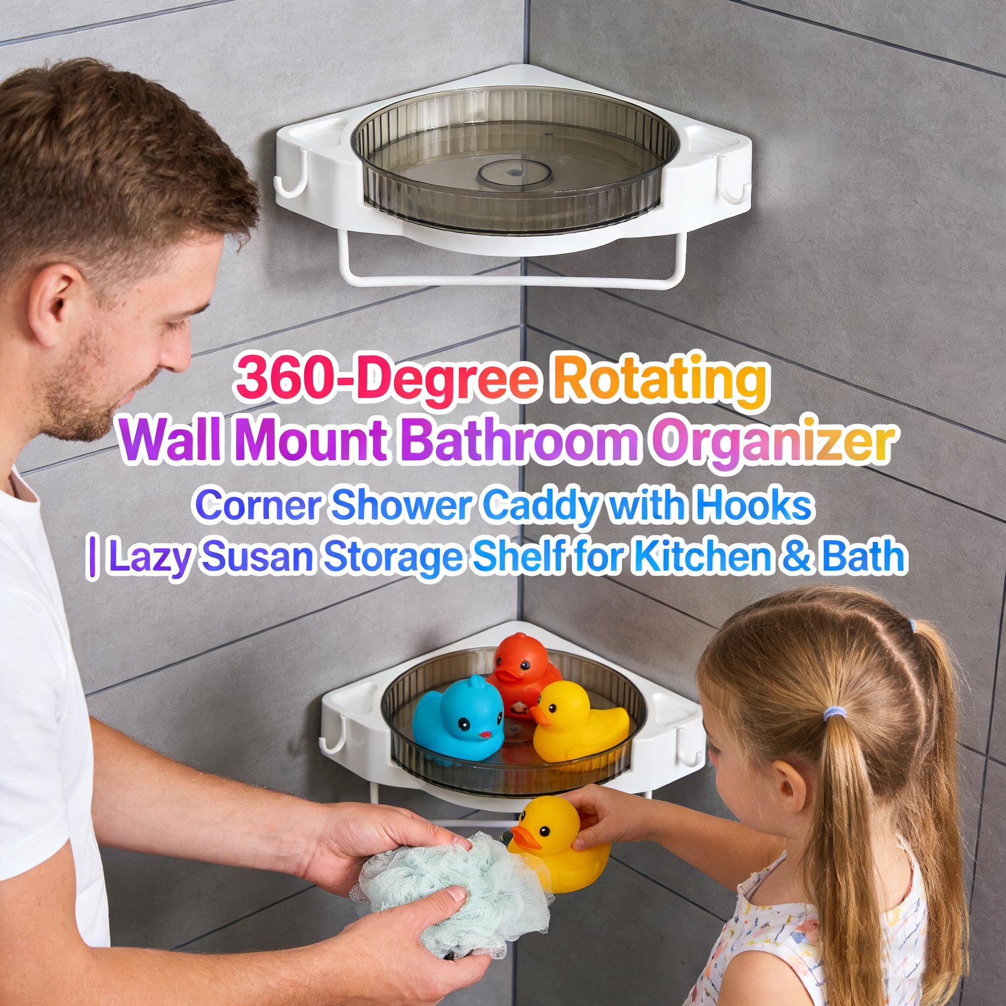 🚿 360-Degree Rotating Wall Mount Bathroom Organizer