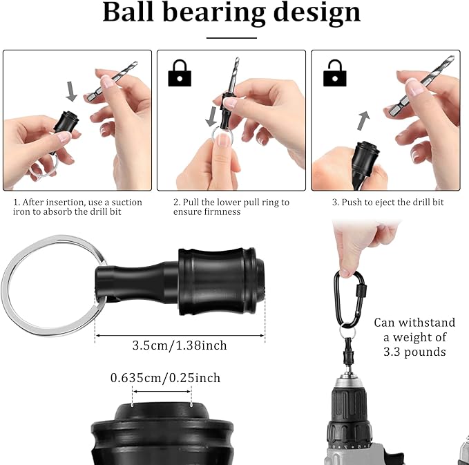 Portable 1/4 Inch Bit Holder Keychain