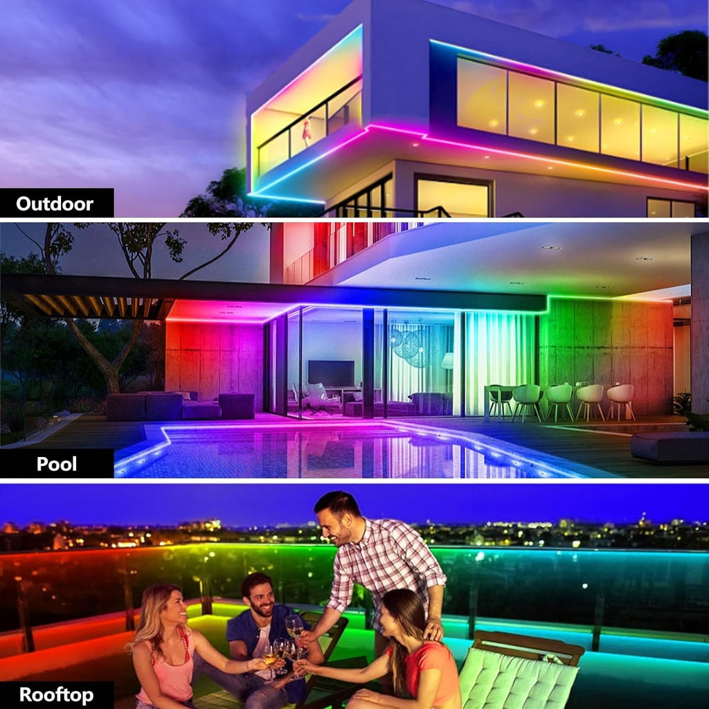 🌈9.8ft RGBICW Neon LED Strip Lights – Music Sync & App-Controlled Ambient Lighting