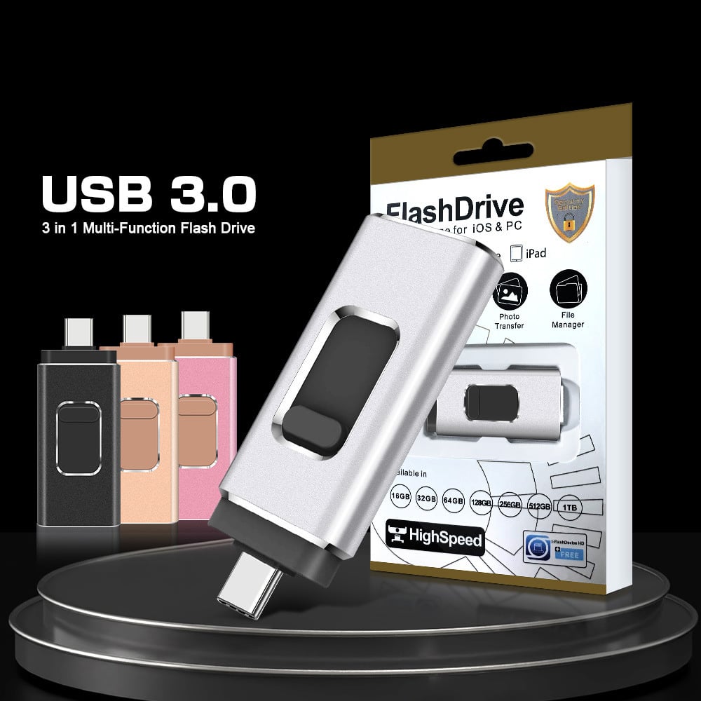 🔥 4-in-1 High-Speed USB Flash Drive for iPhone, iPad, Android, PC & More