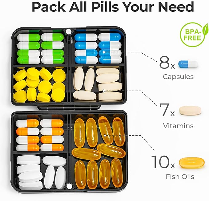 💊 Two-Piece Daily Pill Box Set – Foldable, Magnetic & Portable