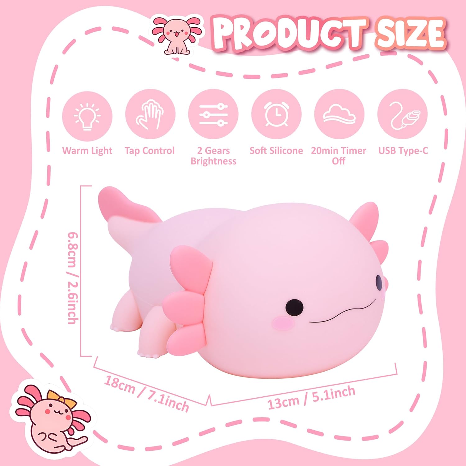 Cute Axolotl Night Light