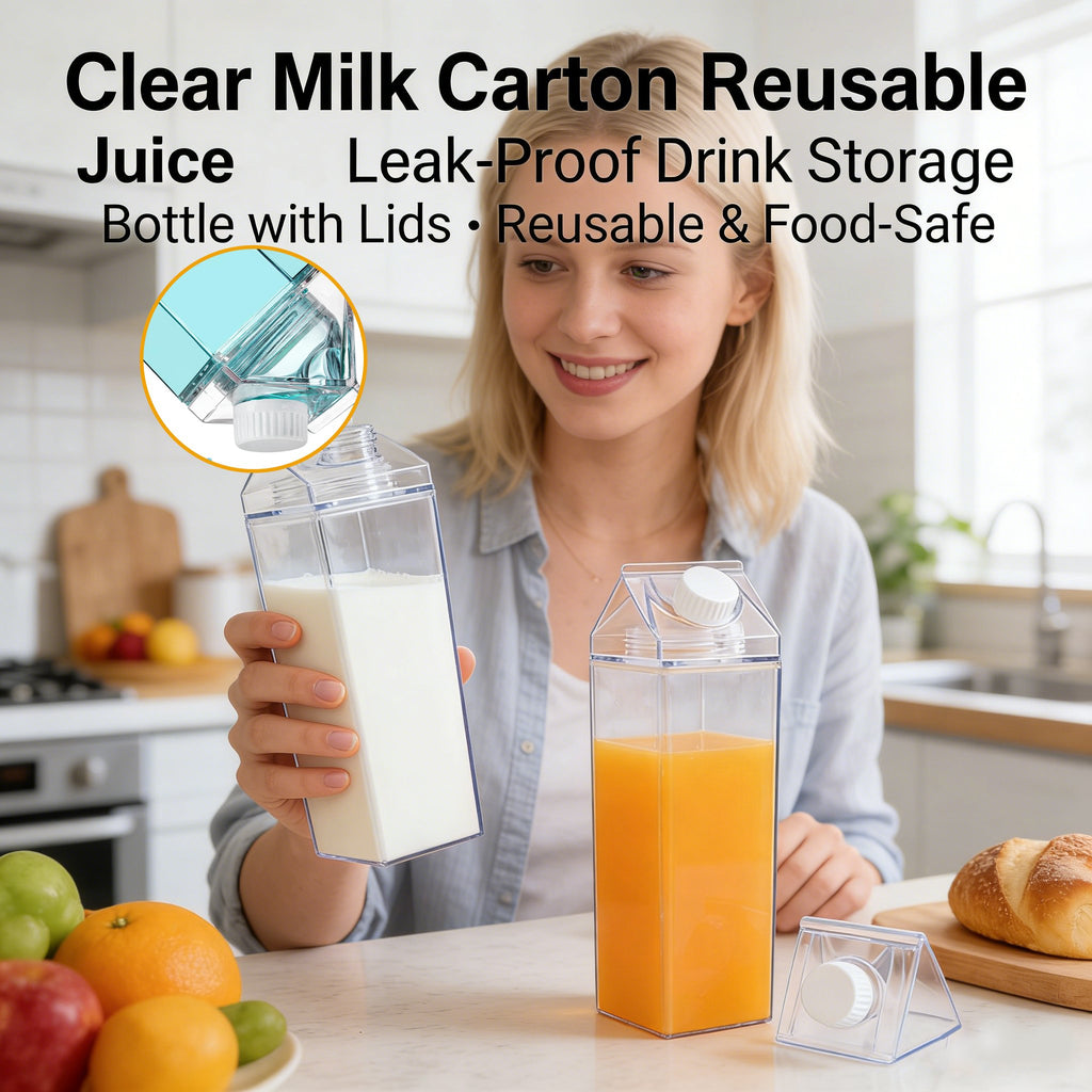 Clear Milk Carton Reusable Juice🥛