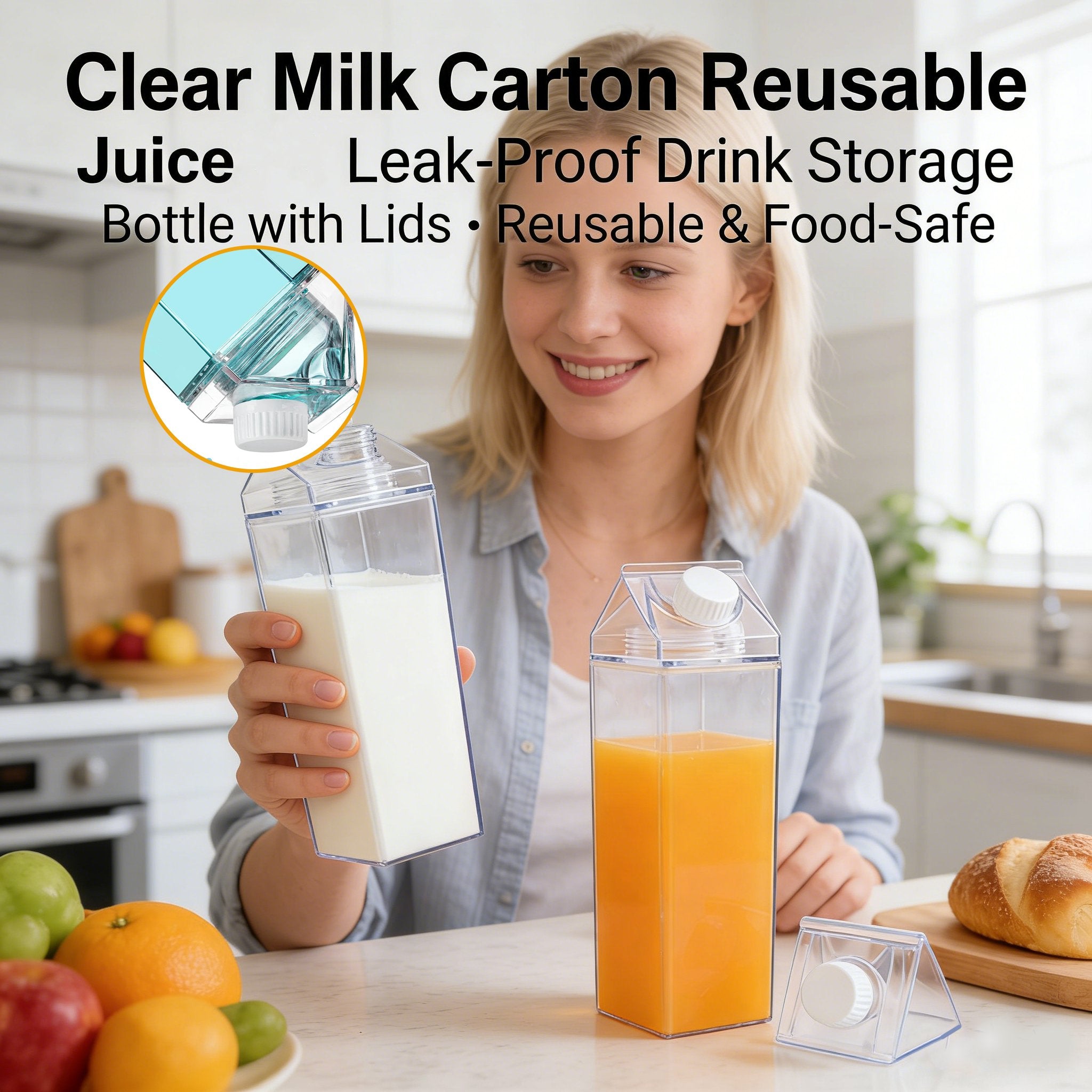 Clear Milk Carton Reusable Juice🥛