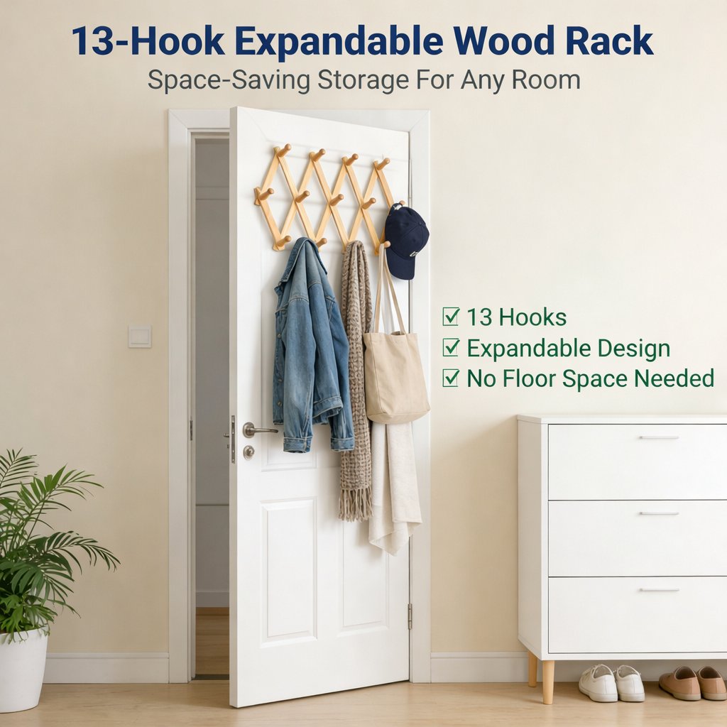 13-Hook Expandable Clothes Hanger Storage Rack