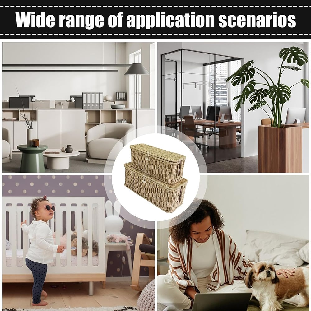 Handwoven Rattan Cable Management Box