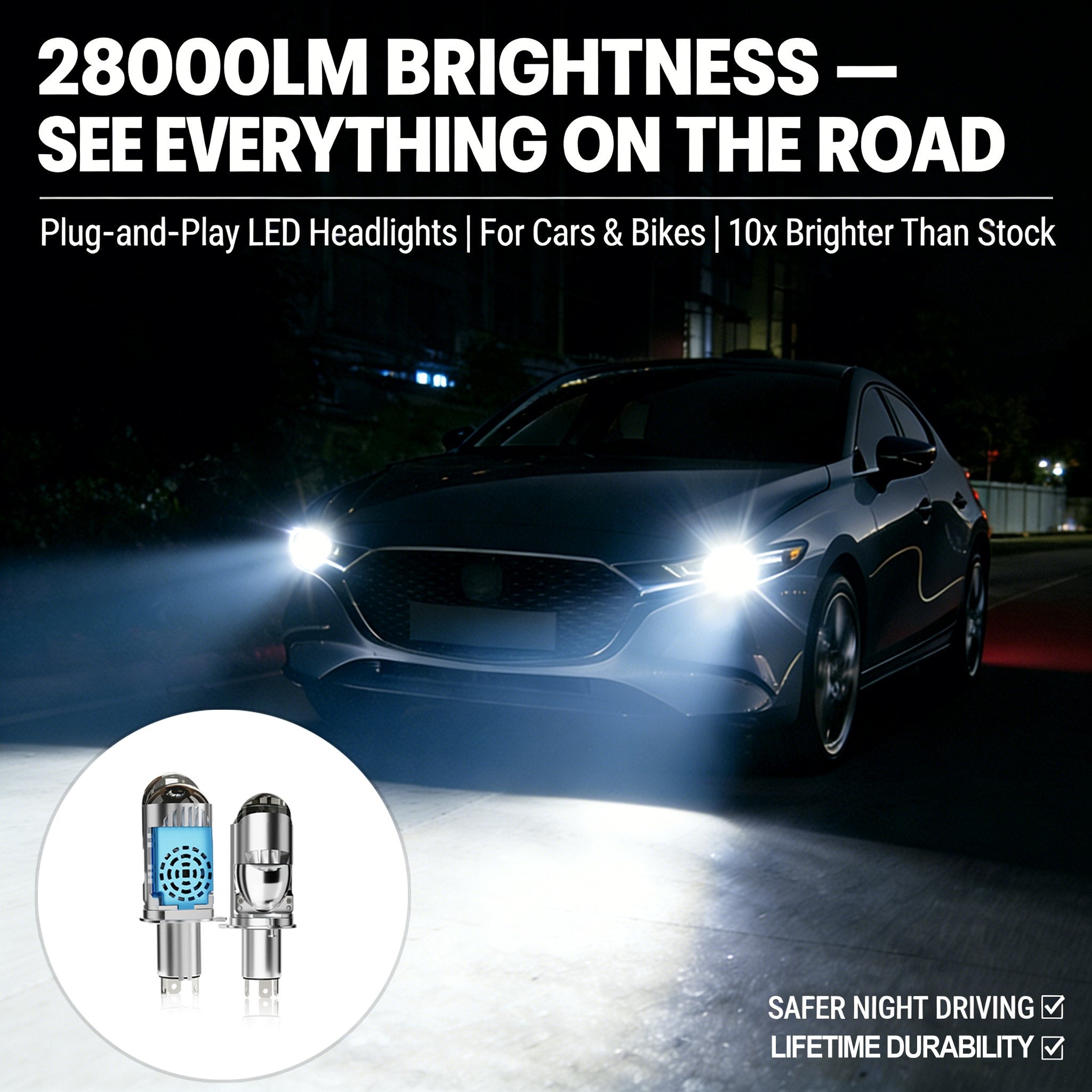 💡🚗Illuminate Your Drive with the U2 LED Lens Headlight