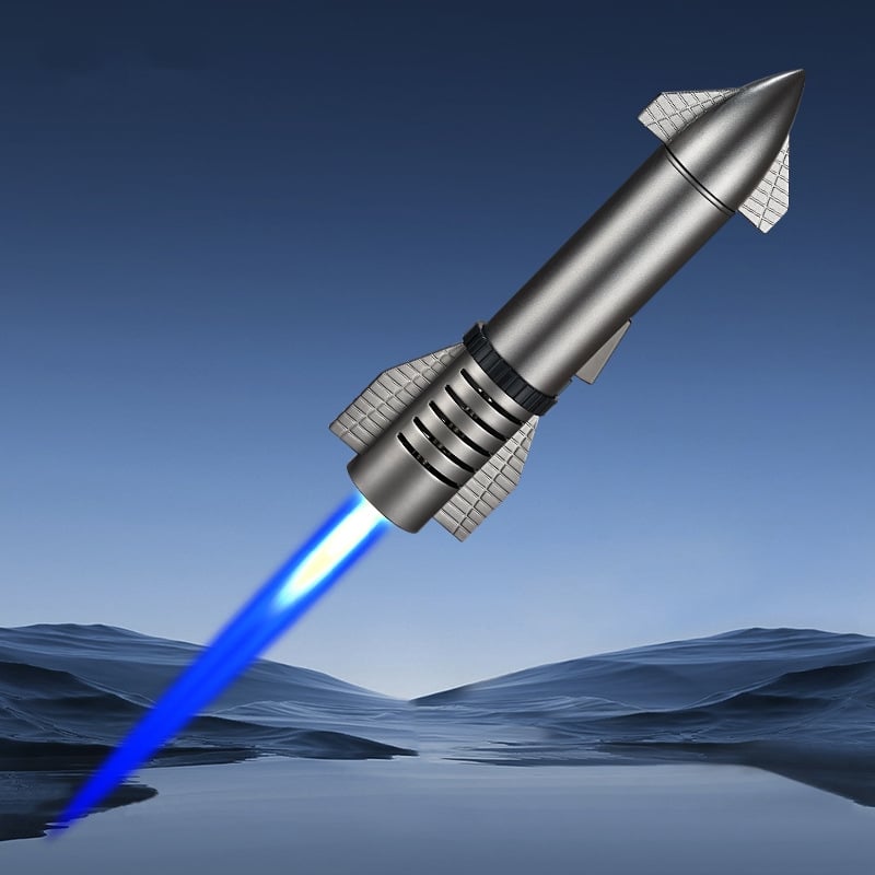 Galactic Blaze: Rocket-Themed Refillable Jet Flame Lighter