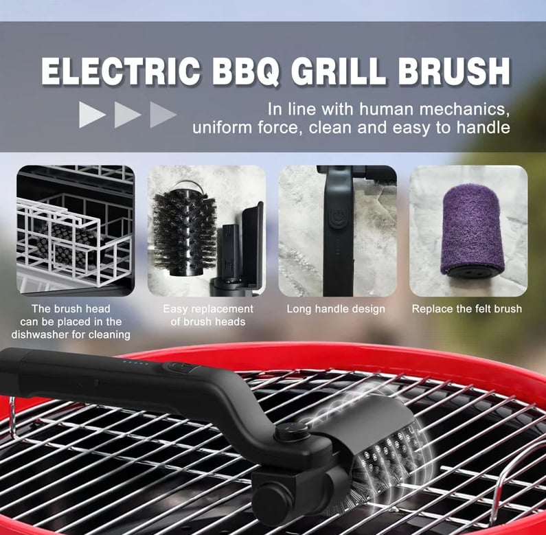 🍖✨Electric Three-Speed BBQ Brush – Effortless Cleaning for Your Grill