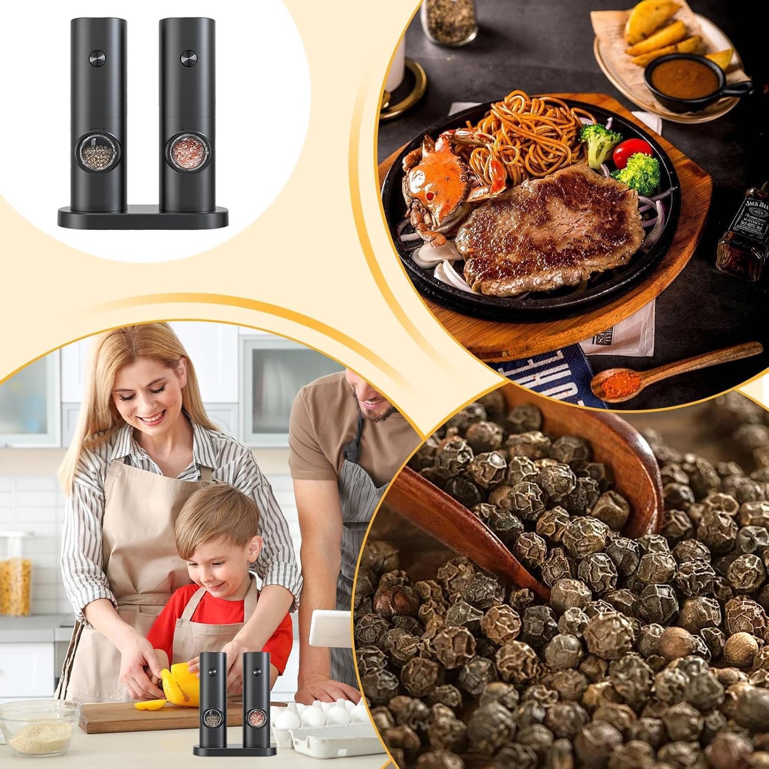 One-Touch Seasoning Masters: Electric Salt and Pepper Mill Set