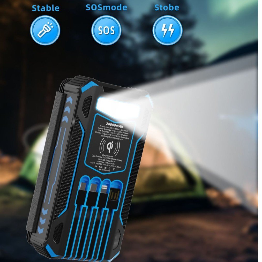 🌞 Outdoor Foldable Solar Power Bank – 20,000mAh