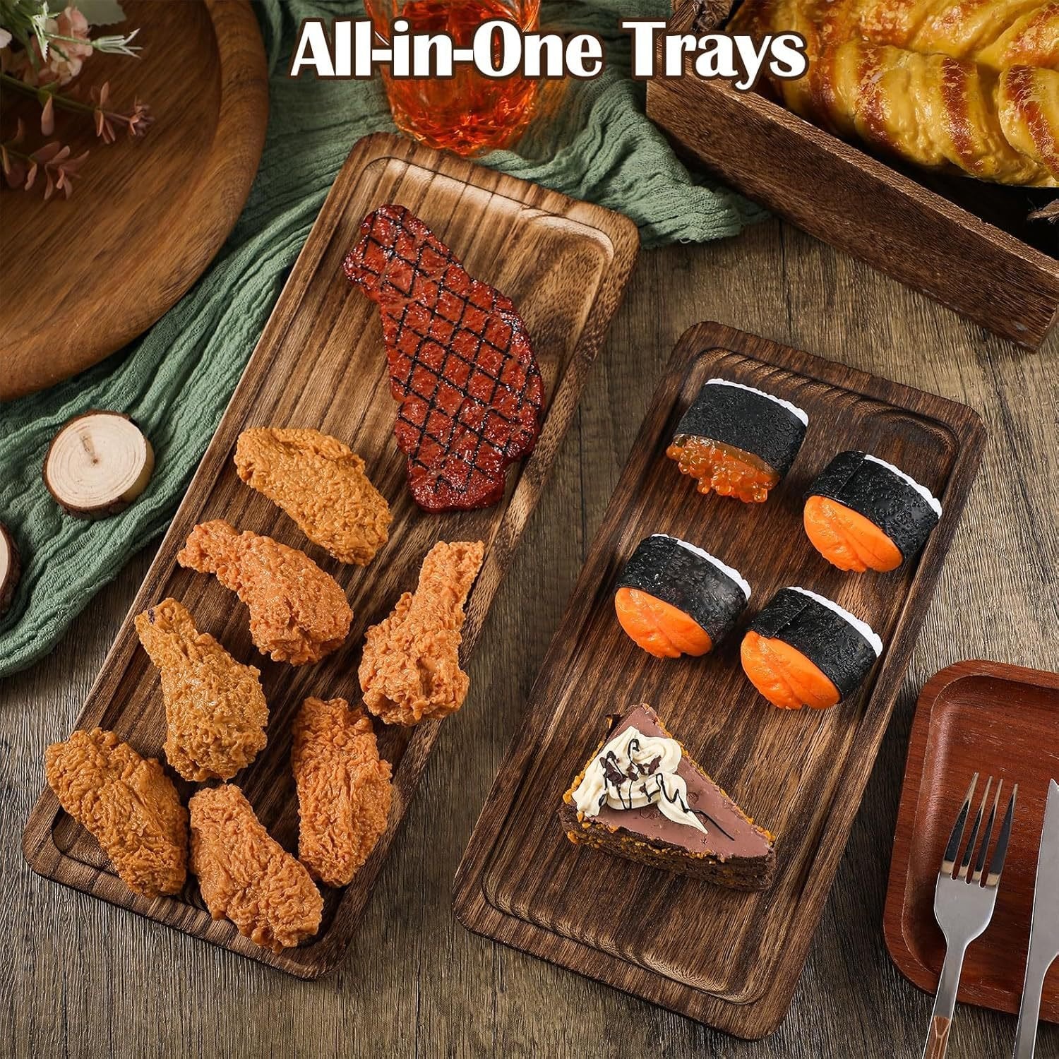 🍰 3-Tier Wooden Serving Tray Set for Parties & Entertaining