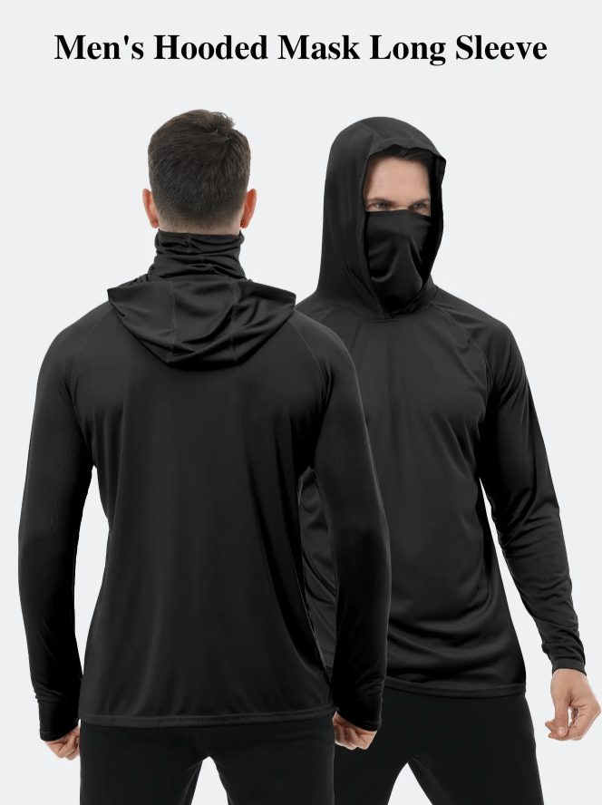 🎁Each only $11.99🎁3 PACKS Men's Athletic Hoodies Long Sleeve Fishing Shirts for Men Hooded Set with Face Mask