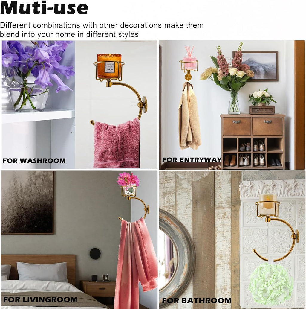 Vintage Hand Towel Holder with Candle Hook