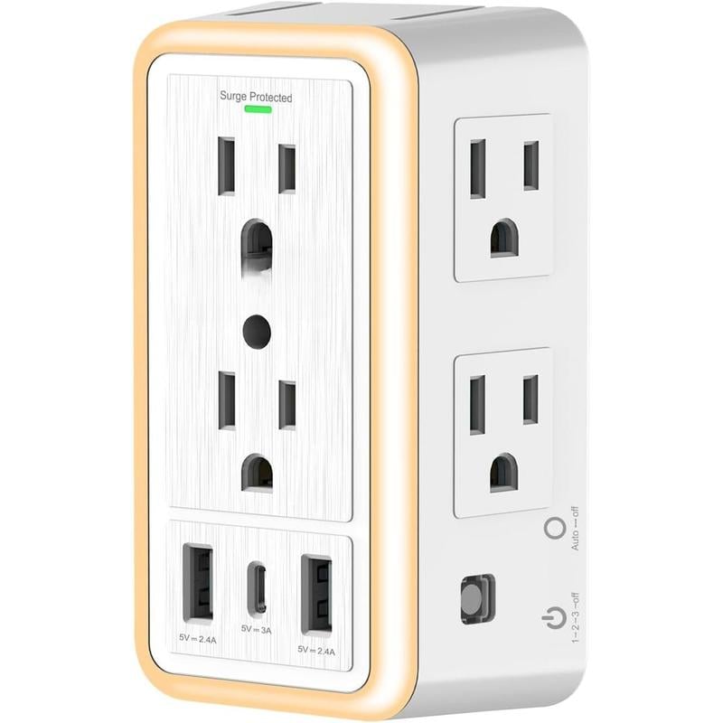 Outlet Extender, 3-Sided Power Strip, (5V 3.4A)