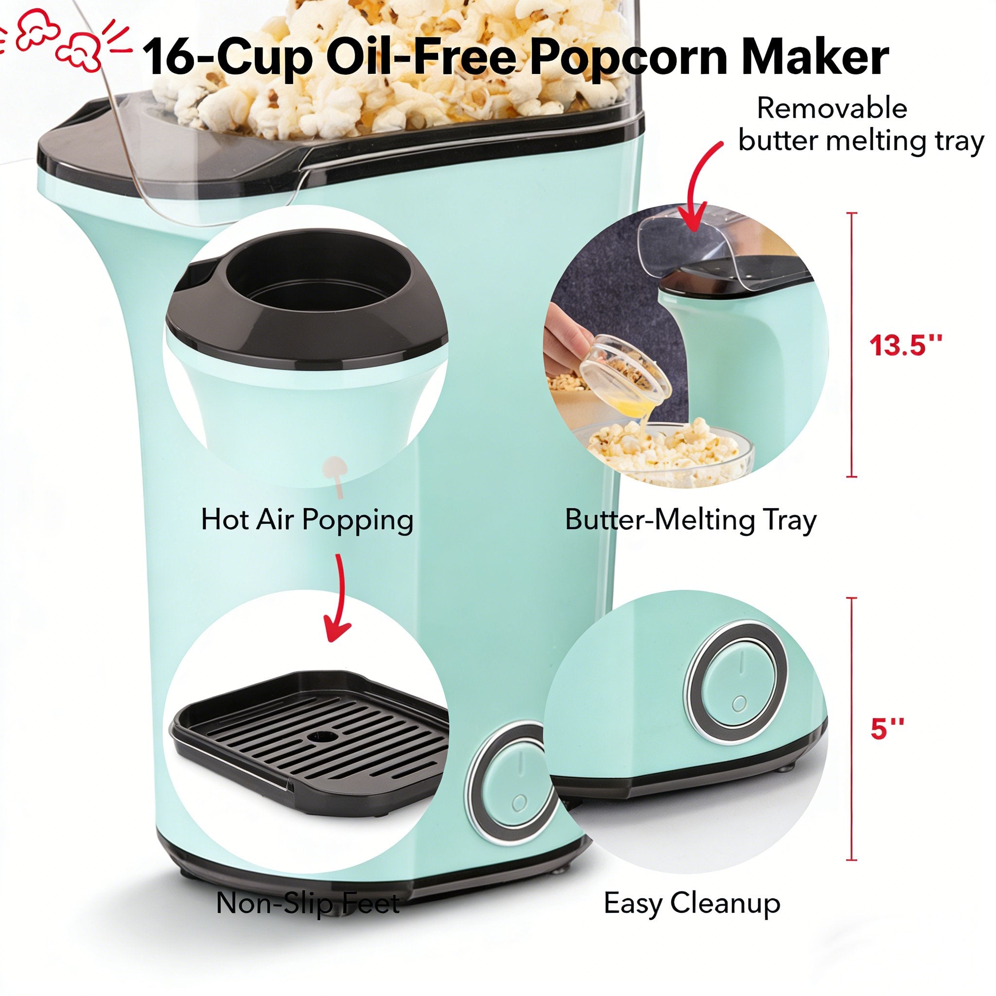 🍿Popcorn Maker - Oil-Free, Air Popcorn Popper