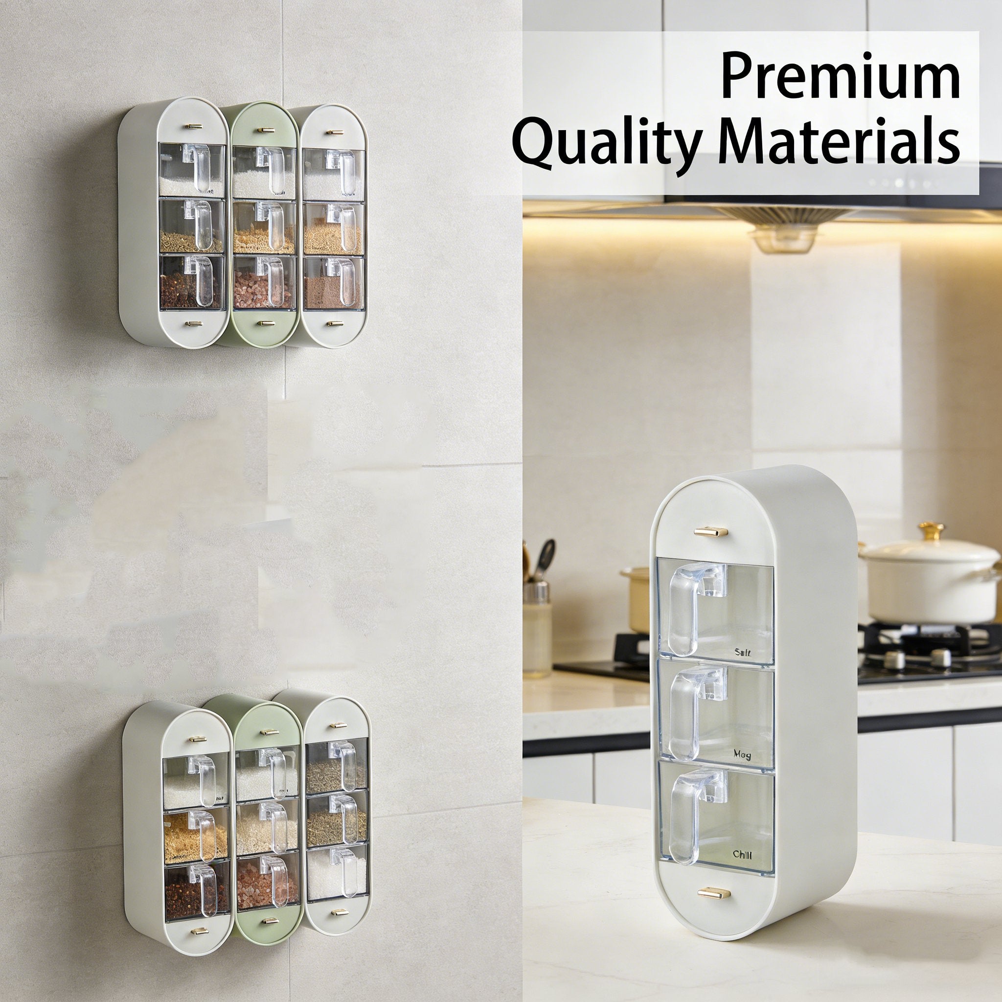🧂Punch-free wall-mounted spice storage box