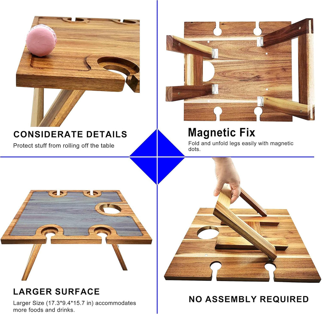 Deluxe Portable Picnic Wine Table