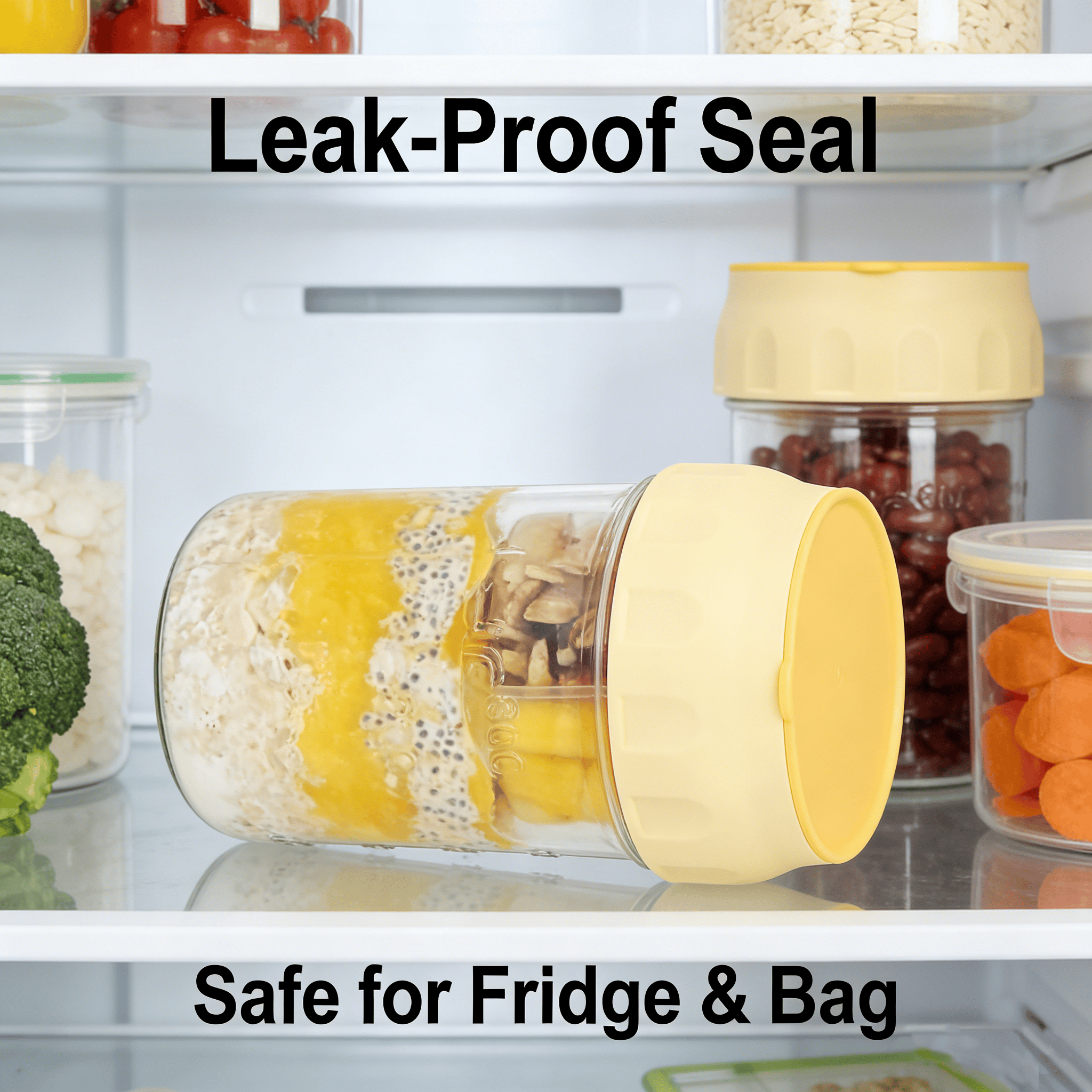 Overnight Oats Containers with Lids & Folding Spoons🥣🥄