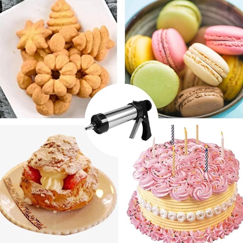 Stainless Steel Cookie Pres with 13 Discs & 8 Nozzles