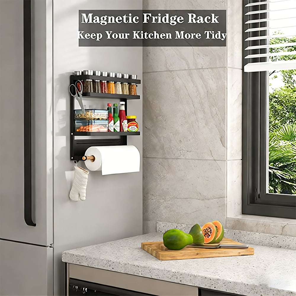 🧂 Double-Layer Wall-Mounted Magnetic Spice Rack