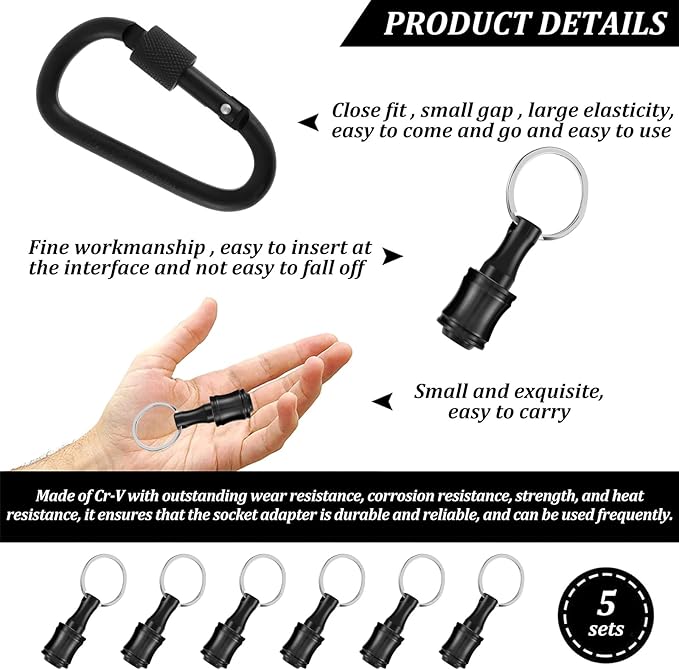 Portable 1/4 Inch Bit Holder Keychain