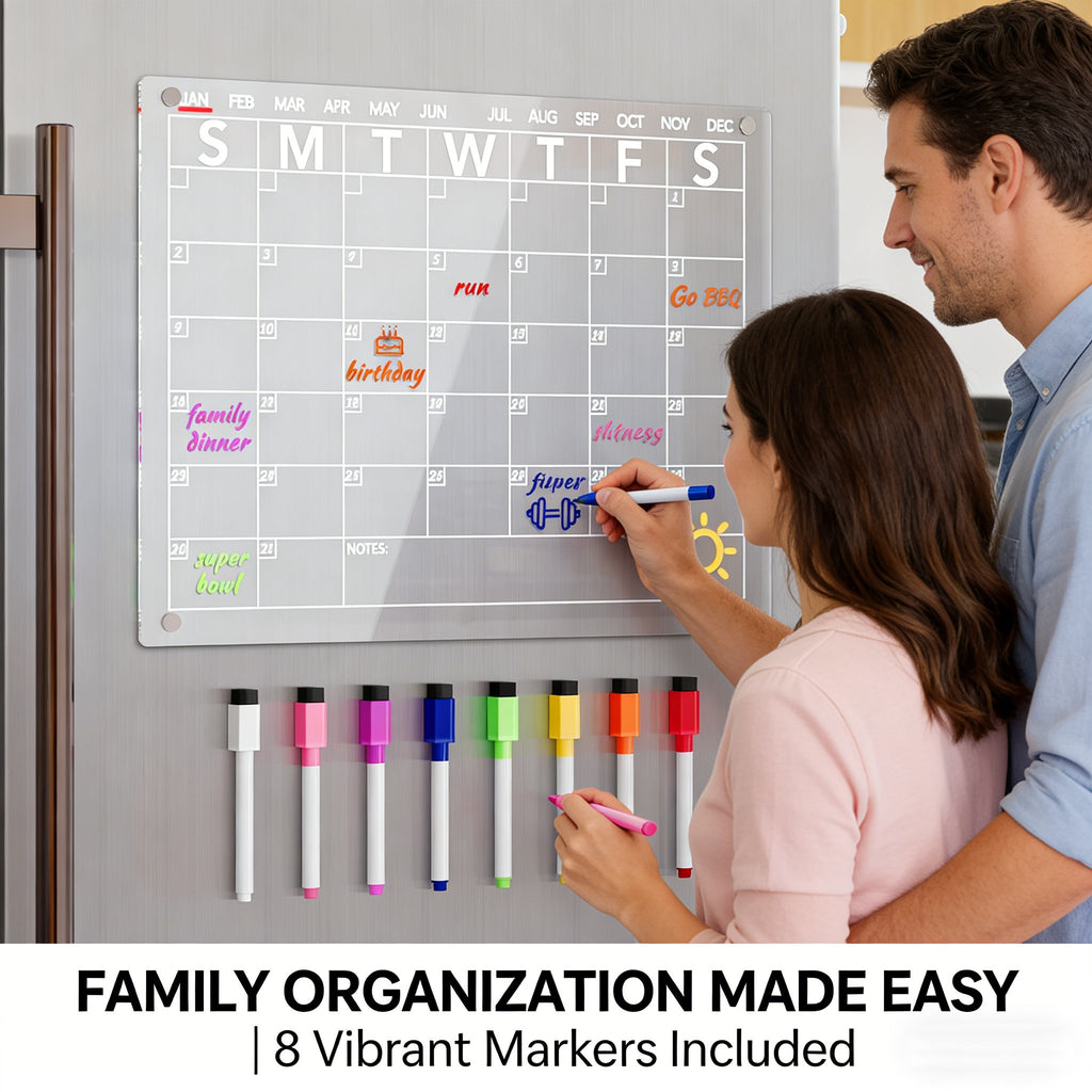 🧲 Acrylic Magnetic Dry Erase Board for Refrigerator (15 x 11 in)