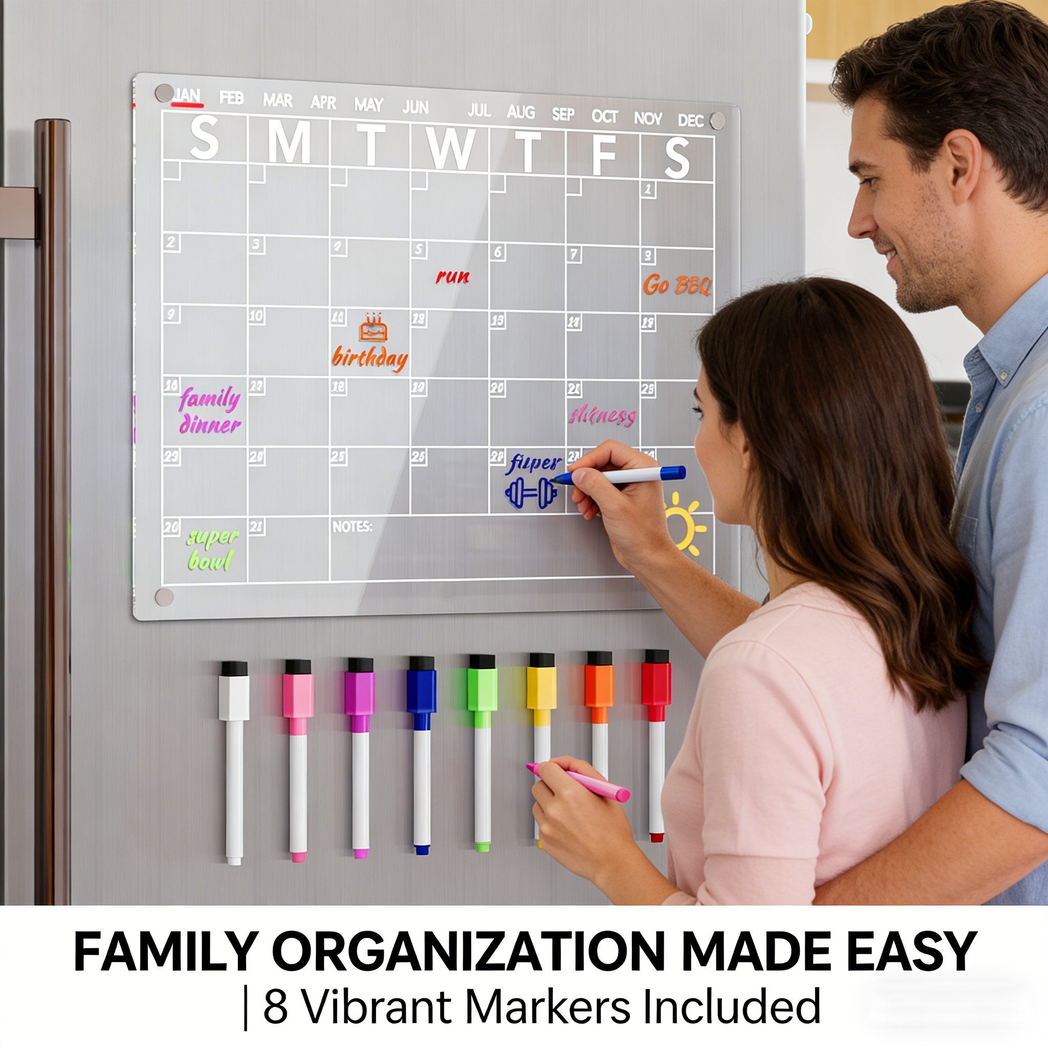 🧲 Acrylic Magnetic Dry Erase Board for Refrigerator (15 x 11 in)
