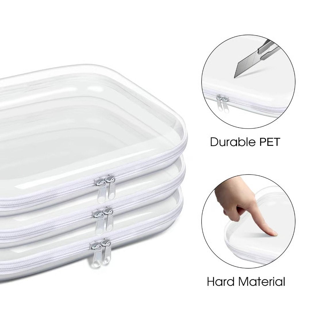 3-Pack Transparent Hard Zipper Storage Bags – Keep Your Essentials Organized, Wherever You Go! ✨