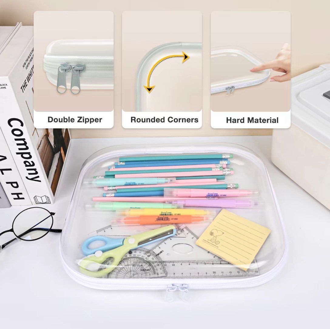 3-Pack Transparent Hard Zipper Storage Bags – Keep Your Essentials Organized, Wherever You Go! ✨
