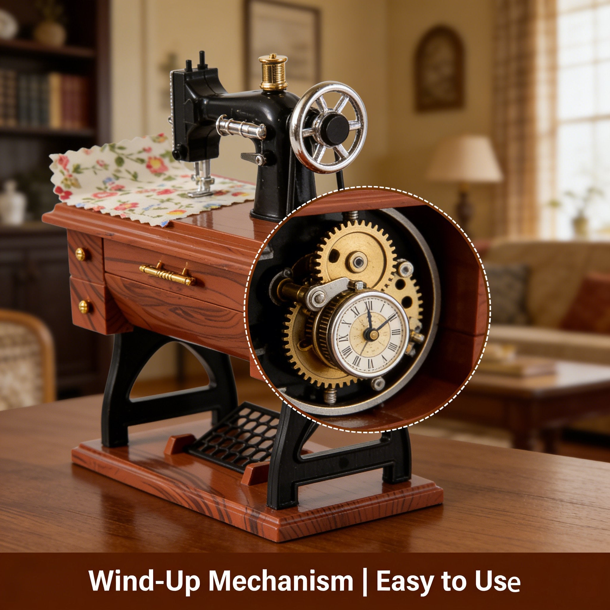 Mini Sewing Machine Clockwork Music Box🧵✨