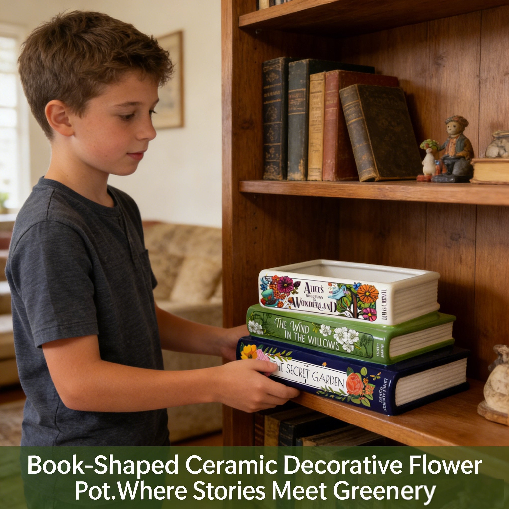 Book-Shaped Ceramic Decorative Flower Pot📚🌿