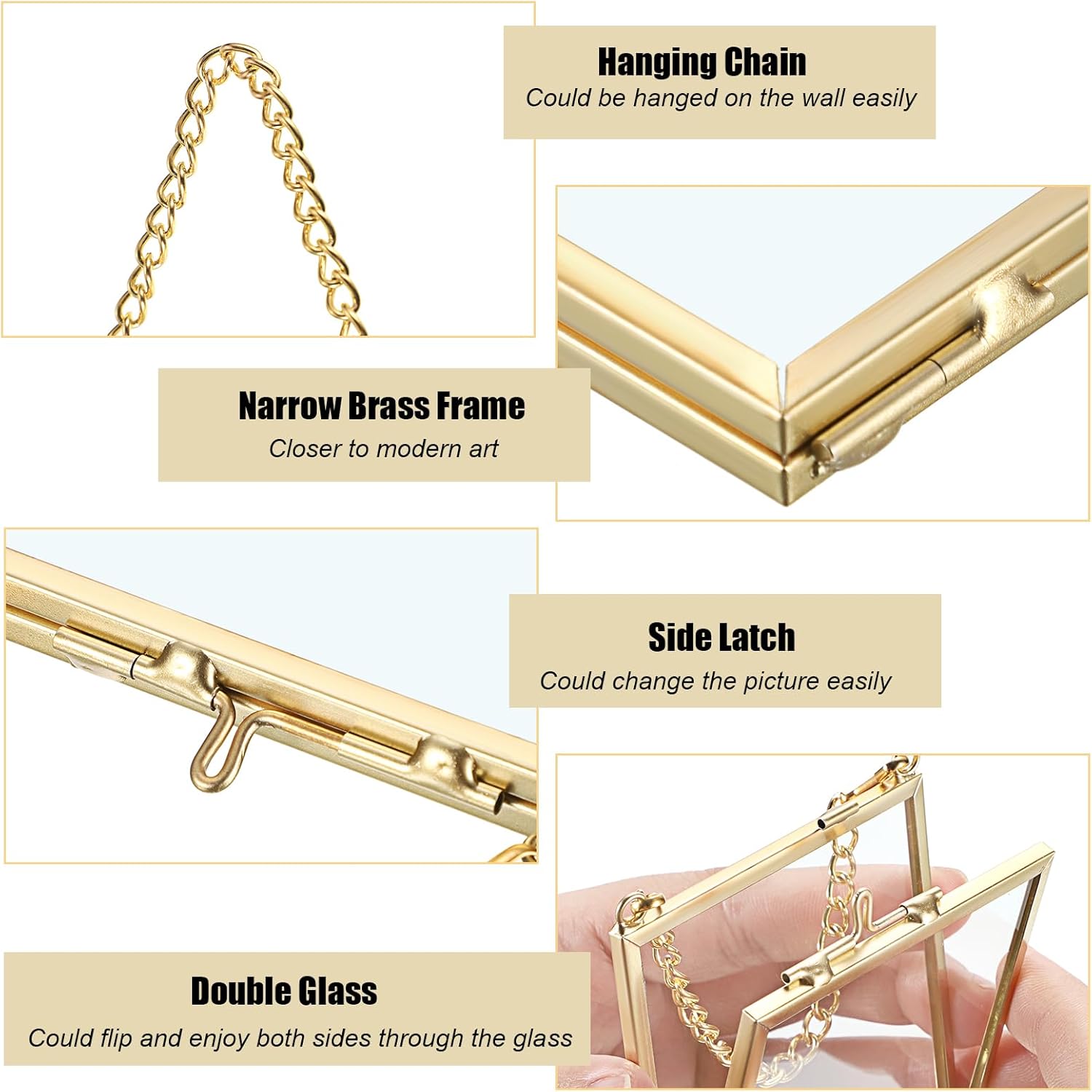 Set of 4 Glass Photo Wall Hanging Art Frames