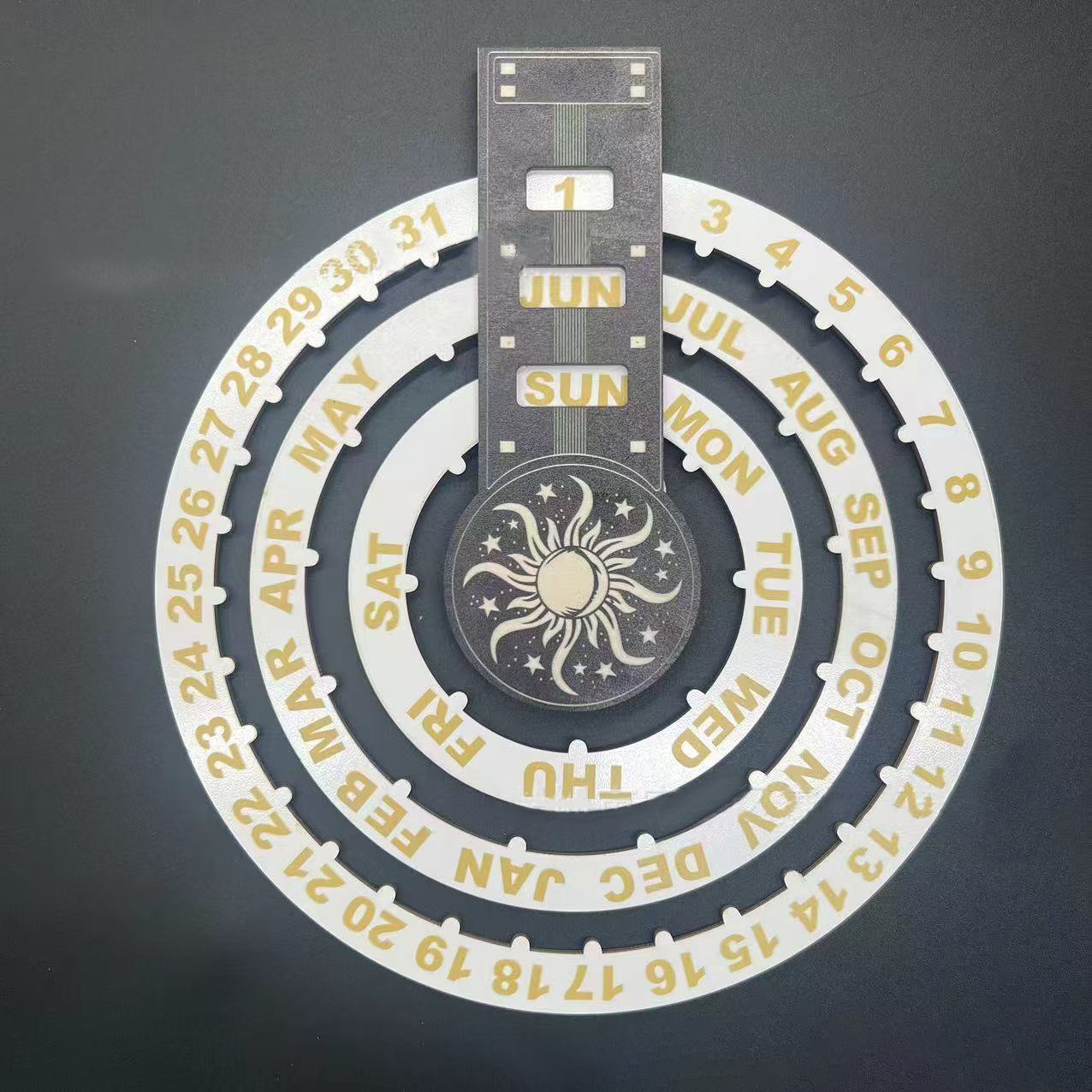 Wooden Rotating Perpetual Calendar - Handcrafted, No Formaldehyde