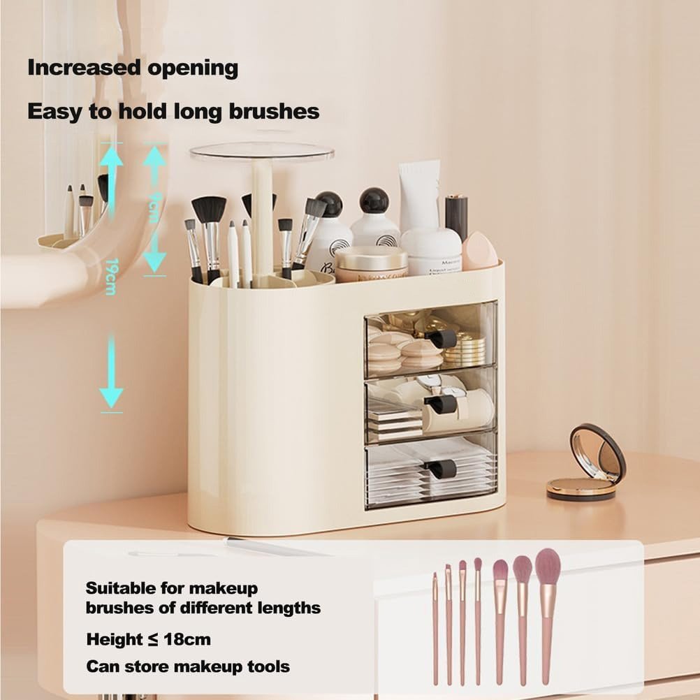 Makeup Organizer with Pop-Up Brush Holder