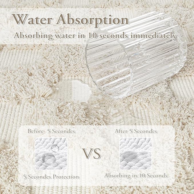 Boho Checkerboard Tufted Rug – Handmade Cotton Rug with Tasseled Edges