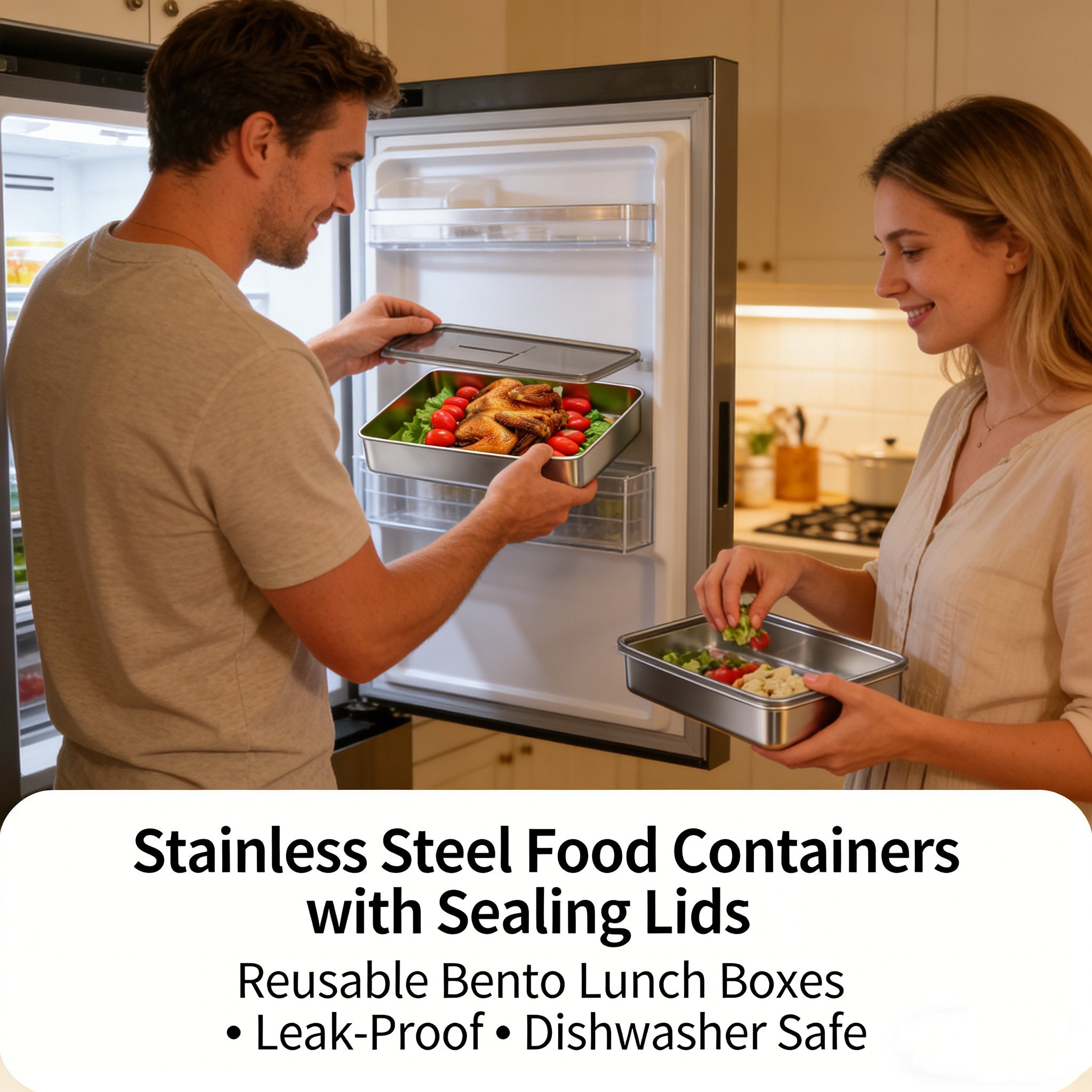 Stainless Steel Food Containers with Sealing Lids🥗