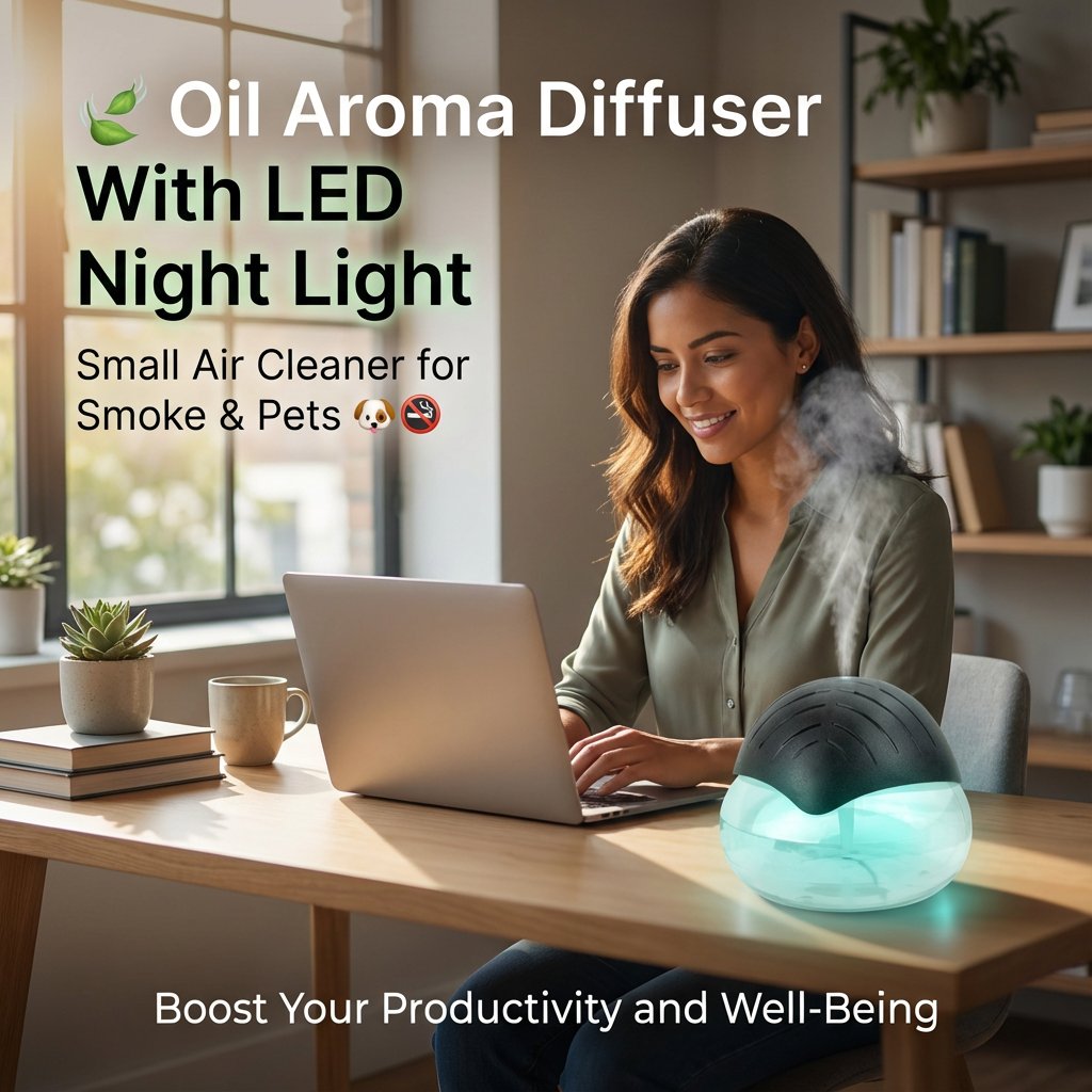 🌿 Oil Aroma Diffuser With LED Night Light