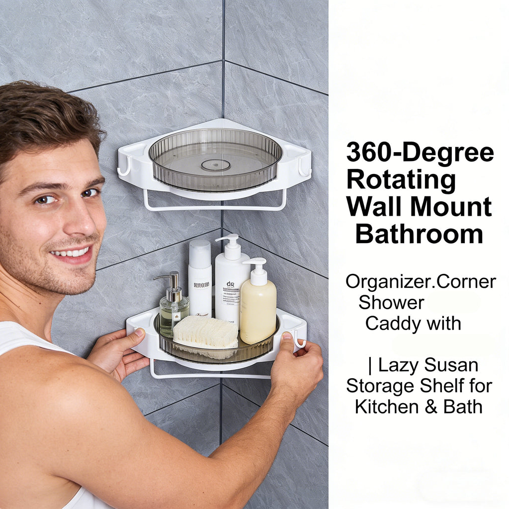 🚿 360-Degree Rotating Wall Mount Bathroom Organizer
