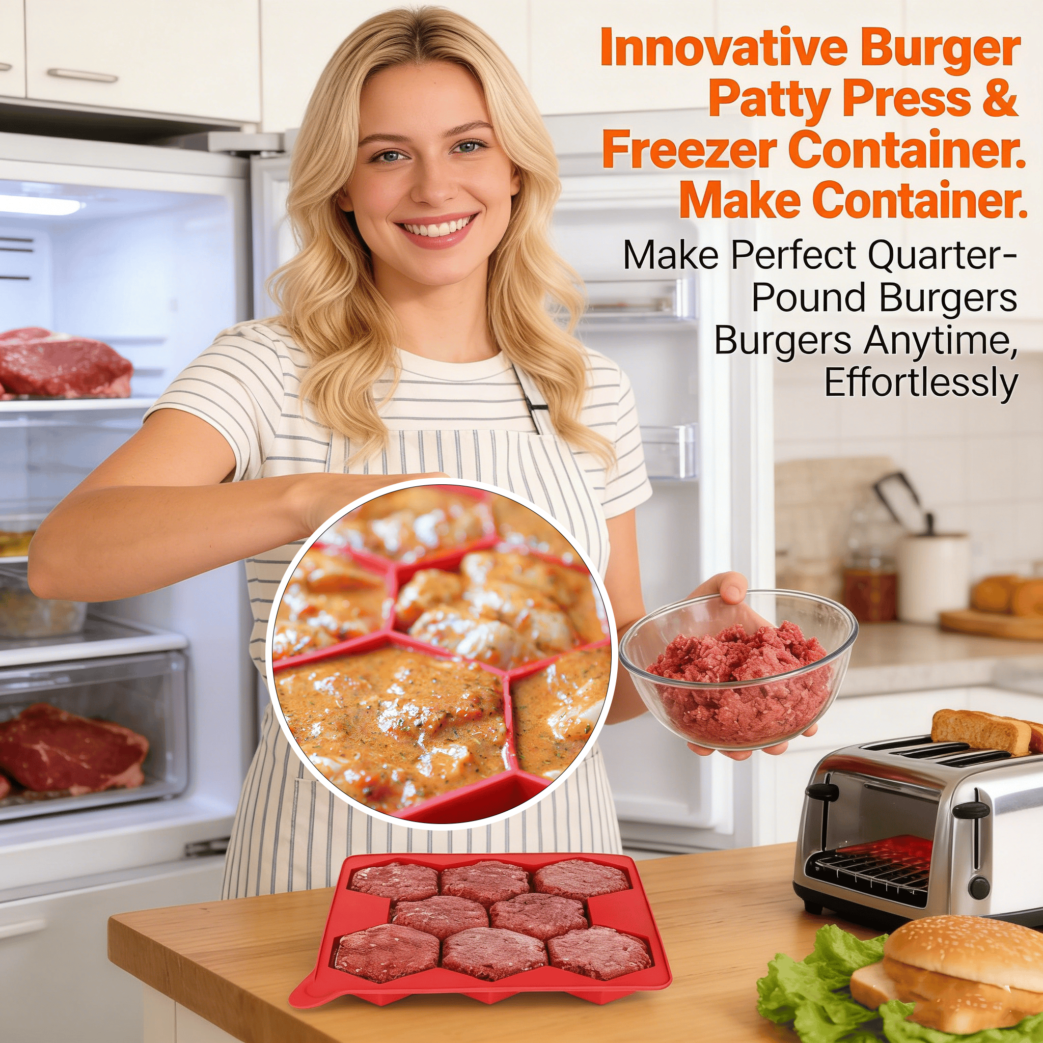 🍔 Innovative Burger Patty Press & Freezer Container