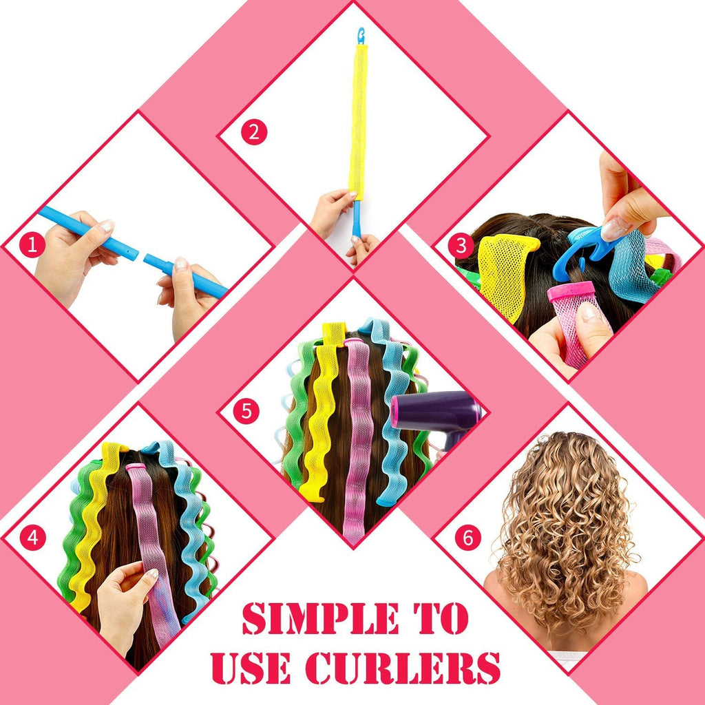 24pcs Heatless Hair Curlers Wave Formers – Perfect Curls Without Heat Damage!