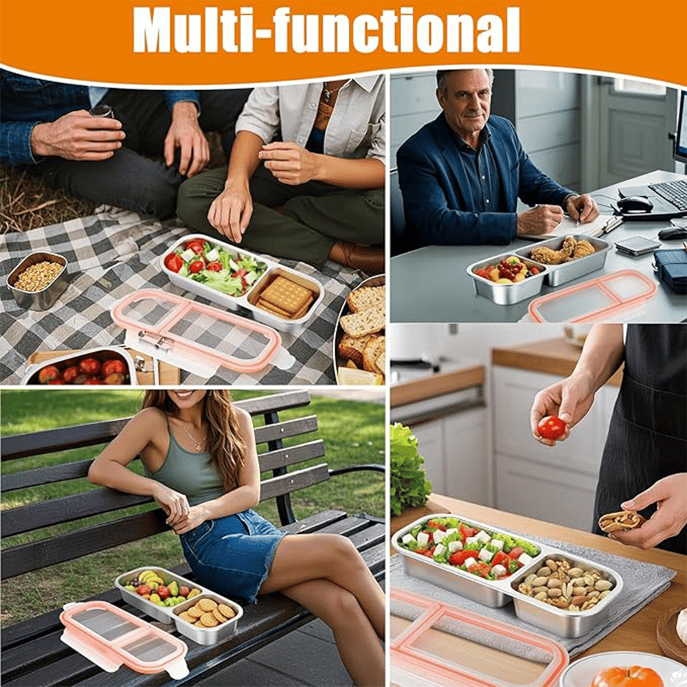 Stainless Steel 2-4Compartment Lunch Box with Lid
