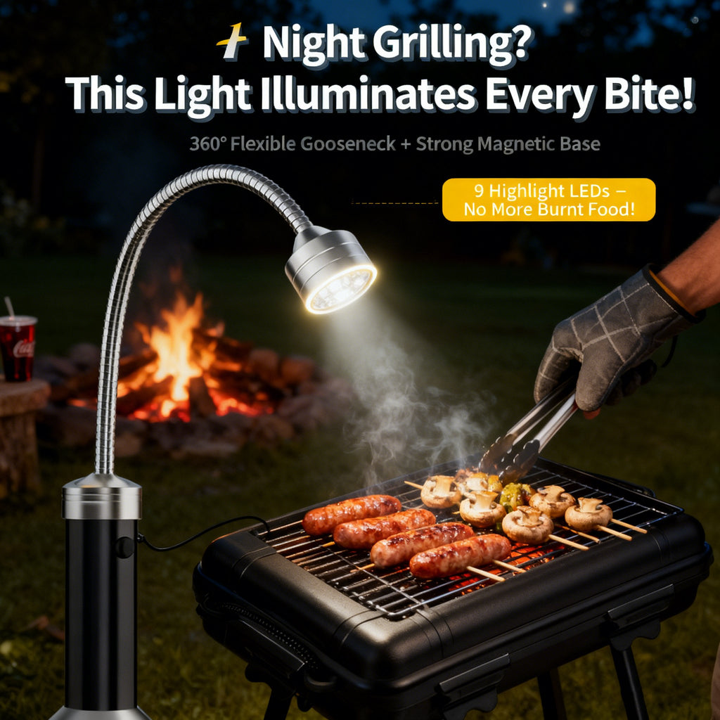 LED Grill Light with 360° Flexible Gooseneck & Magnetic Base