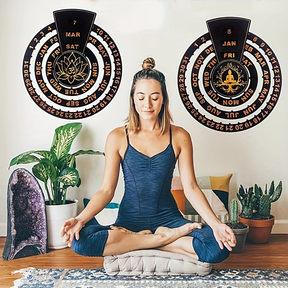 Wooden Rotating Perpetual Calendar - Handcrafted, No Formaldehyde