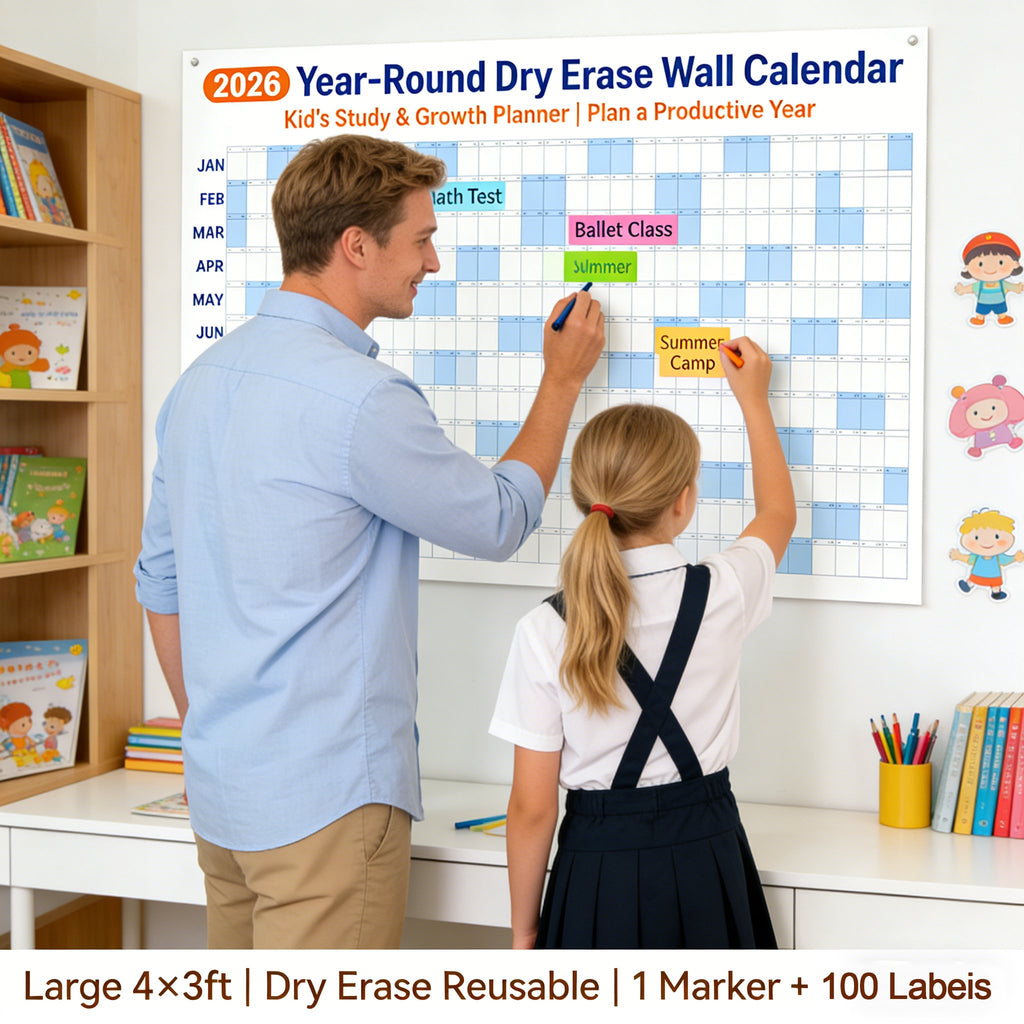 📅 Year-Round Wall Calendar – 2026 Dry Erase