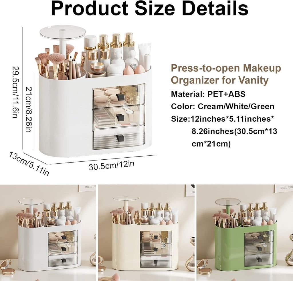 Makeup Organizer with Pop-Up Brush Holder