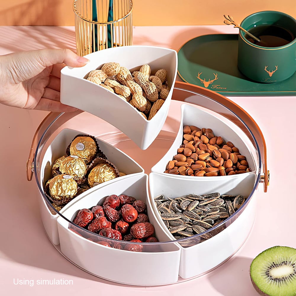 🍽️ Portable Divided Snack Tray with Lid & Handle