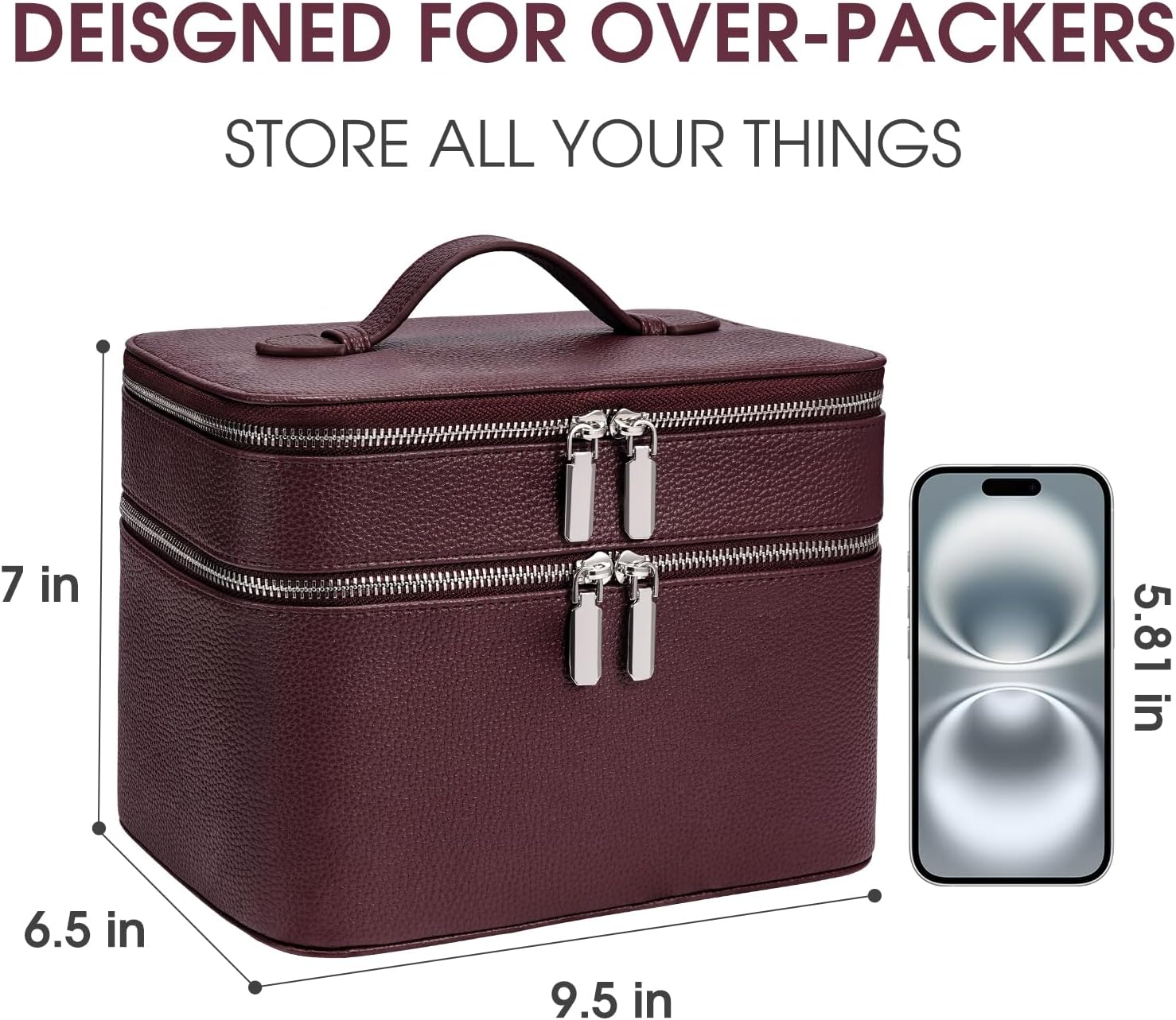 Cosmetic Makeup Bag – Double Compartment, Large Capacity Organizer 💄✨