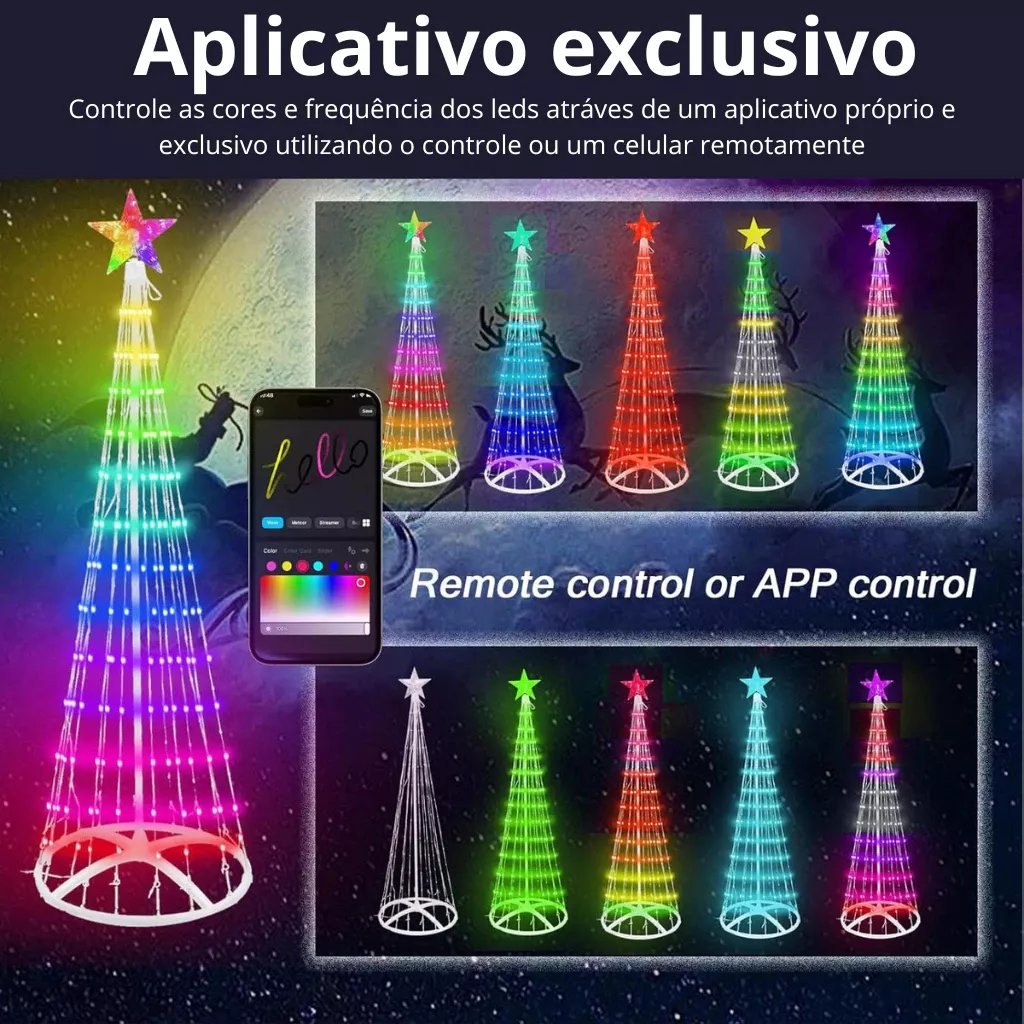 Christmas cone tree lights with star toppers